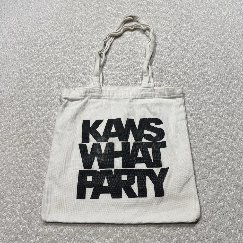 KAWS WHAT PARTY 2021 Brooklyn Museum Exhibition Tote Bag - White PRE OWNED